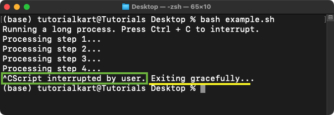 Bash trap command - Handling Interrupt Signals (SIGINT)